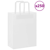 Papirnate vrecice 250 kom s ruckama bijele 21x11x28 cm