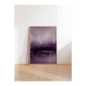 WallXpert uramljena slika 115219, apstraktni pejzaž jezera u ljubicastim tonovima, 50 x 70 cm, ram u boji prirodnog drveta