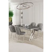Hanah Home Set Trpezarijski sto i 4 stolice Rigel, Sivo-beli