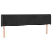 Vidaxl Vzglavje z ušesi črno 203x16x78/88 cm žamet