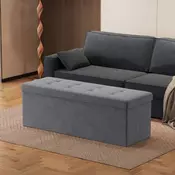 Songmics Shranjevalna otomanska klop 38x110x38 cm siva