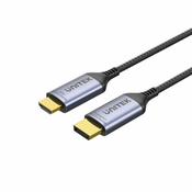 Unitek UNITEK DisplayPort 1.4 do HDMI 2.1 kabl, 1,8 m, 8K@60Hz, podpora Dolby Atmos, zlati kontakti, črn/siv