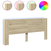 Vidaxl Omarica za vzglavje postelje LED sonoma hrast 220x16,5x103,5 cm