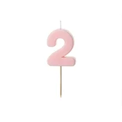 shumee Rojstnodnevna svečka številka 2, roza, 5,5 cm