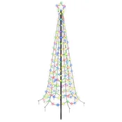 Vidaxl Spiralna božična jelka z LED lučkami in klinom EKENAS 180 cm