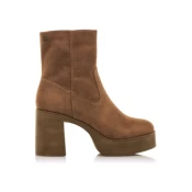 MTNG za ženske. 53371 Škornji iz šestdesetih let rjave barve -Višina pete 8 cm (41), Rjava, Tkanina, 5 do 8 cm, Zip, Prilo
