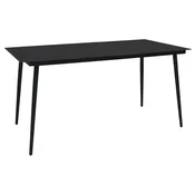 Vidaxl Vrtna jedilna miza črna 150x80x74 cm jeklo in steklo