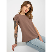 Cotton womens basic T-shirt Revolution brown