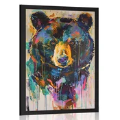 Plakat medved v imitaciji umetniške slike - 60x90 silver