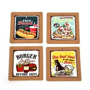 MHOME Podstavek za kozico Fast Food 20x20cm/več napisov/keramika, pluta, (5000200140)