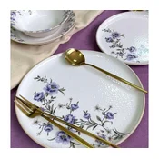 24-delni jedilni set, v beli in vijolični barvi, keramika
