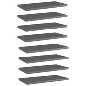 Vidaxl Dodatne police za omaro 8 kosov visok sijaj sive 40x20x1,5 cm