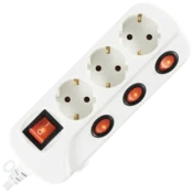 home Produžni kabel sa zaštitom, 3 uticnice, 1.0mm2, 1.5 met - NVK 03K/WH