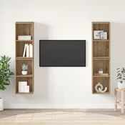 vidaXL Stenski TV kabinet 4 pcs Obrtniški hrast 37 x 37 x 72 cm