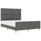 Vidaxl Konstrukcija postelje z vzglavjem Temno siva 160 x 200 cm blago