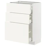 METOD / MAXIMERA Podni element s 3 fioke, bela/Vallstena bela, 60x37 cm