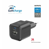 SWISSTEN NETWORK ADAPTER GaN 1x USB-C 35W PD 1x USB-A 27W QC BLACK