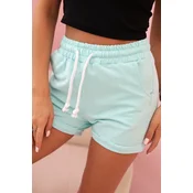 Kesi Womens cotton shorts with elastic and tie at the waist mint