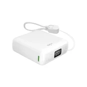 Puro Prenosna baterija 10000 mAh USB-A USB-C z vgrajenim zaslonom in 20 W USB-C kablom - bela