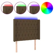 Vidaxl LED posteljno vzglavje temno rjavo 93x16x118/128 cm blago