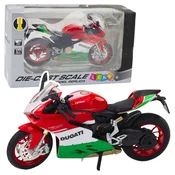 LEAN TOYS Motocikel športni kovinski, rdeče-zelen, 1:12