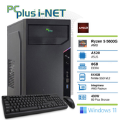 PCPLUS i-NET Ryzen 5 5600G 8GB 512GB NVMe M.2 SSD Miš Tipkovnica Windows 11 Kućno stolno računalo