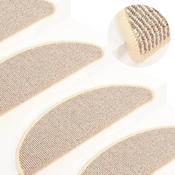 Prostirke za stepenice 15 kom 65x21x4 cm Bijele i smede poluokrugle velike