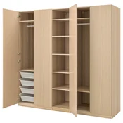 PAX/FORSAND Garderobna omara, imitacija beljenega hrasta/imitacija beljenega hrasta, 250x60x236 cm