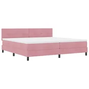 LED Box Spring Krevet s madracem Ružicasta 200 x 200 cm Baršun