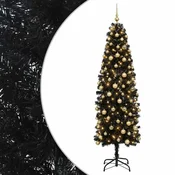 Vidaxl Umetno ozko božično drevesce z božično kroglico 240 cm 300 LED