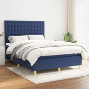 Greatstore Box spring postelja z vzmetnico modra 140x200 cm blago