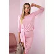 Asymmetrical dress, powder pink 3/4 sleeves