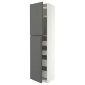 METOD / MAXIMERA Vis.el. s 2 vrata/4 fioke, bela/VOXTORP tamnosiva vertikalna rucka, 60x60x240 cm