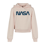 NASA otroški Cropped pulover s kapuco, rožnati