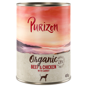 Ekonomično pakiranje Purizon Organic 24 x 400 g - Govedina i piletina s mrkvom