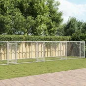 Kavez za pse s vratima sivi 12x2x1,5 m od pocincanog celika
