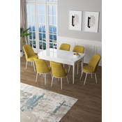 Hanah Home Set Trpezarijski sto i 6 stolica Zen, Žuto-beli