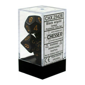 Kockice Chessex - Opaque - Polyhedral - Black & Gold (7)