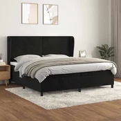Greatstore Box spring postelja z vzmetnico črna 200x200 cm žamet