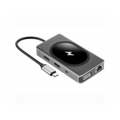 MS USB HUB C700, HDMI+VGA+USB+PD+RJ45 1Gbps M+SD+Audio+15W