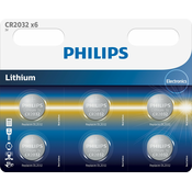 Philips baterija CR2032, 3 V, 6 kos