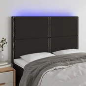Vidaxl vidaXL Vzglavje postelje z LED diodo črno 144x5x118/128 cm blago