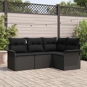 4-dijelni set vrtnih kauča s jastučićima Crni Poly Rattan