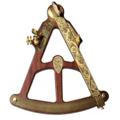 Casa Padrino Luxury Antique Style Sextant Brown/Brass 27.5 x 6.5 x H. 32 cm - Seafarers Protractor - Seafarers Decoration Accessories - Luxury Antique Style Decoration Accessories