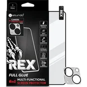 Kaljeno steklo za celoten zaslon + Steklo za kamero za iPhone 14 Plus, Sturdo Rex - Črna