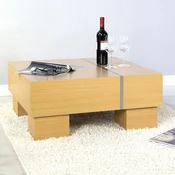Homestyle4U Klubska mizica, 80x80x35 cm, rjava