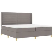 Vidaxl Postelja z vzmetnico z LED trakami Taupe 200 x 200 cm blago
