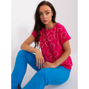 Fuchsia blouse with glossy print