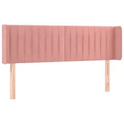 Vidaxl Vzglavje z ušesi roza 147x16x78/88 cm žamet