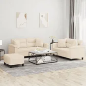 3-dijelni set sofa s jastucima bež od mikrovlakana